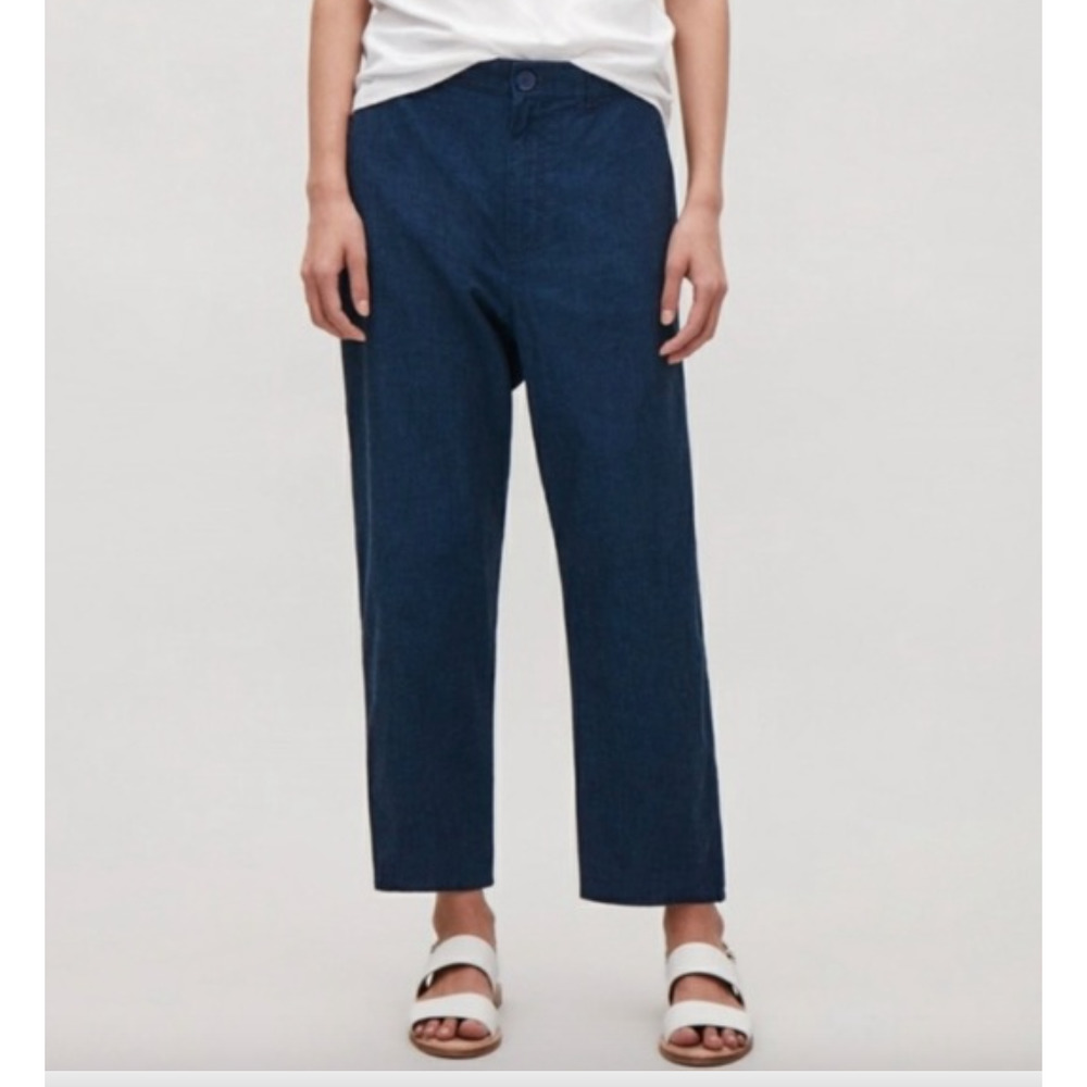 COS Collection Of Style Dark Blue Chambray 100% Cotton Denim Pants Women's 4